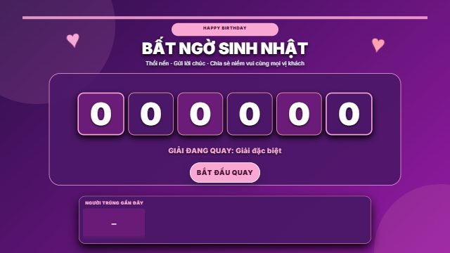 Sinh nhật rực rỡ · Quay số
