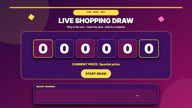 Live sale spotlight · Random draw