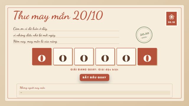 Thư tay 20/10 · Quay số