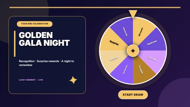 Golden gala · Prize wheel